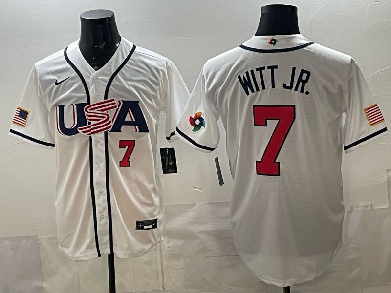 Men 2026 World Cub USA #7 Witt jr White Game Nike MLB Jersey style 005